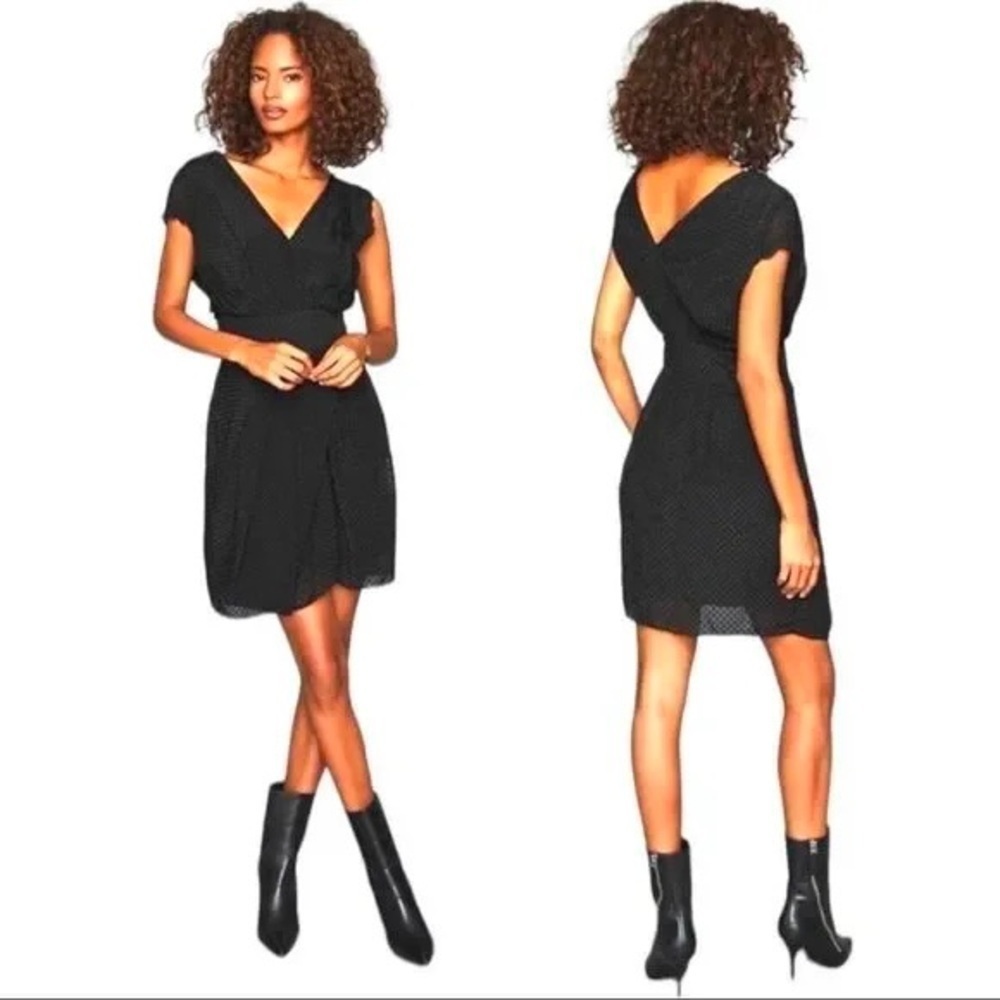 REISS Leonora Silk Textured Draped V Neck Textured Sleeveless Mini dress NEW